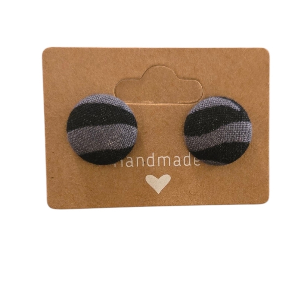 Black & Gray Button Earrings